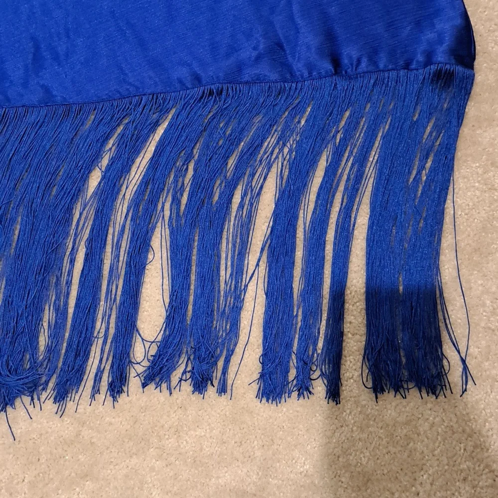 Wanni Fuga Blue Maxi Fringe One Shoulder Dress NEW - Picture 8 of 11